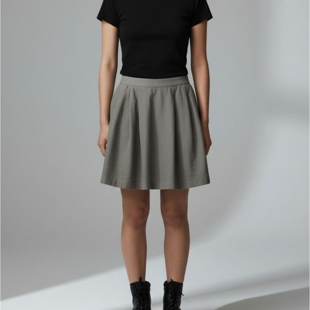 Noa Noa 100% Linen Khaki Green Skirt
